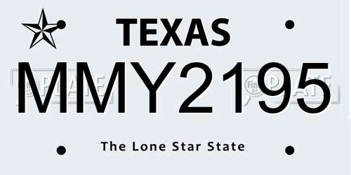 MMY2195 Texas License Plate
