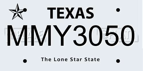 MMY3050 Texas License Plate