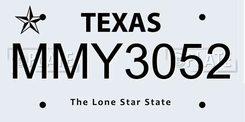 MMY3052 Texas License Plate