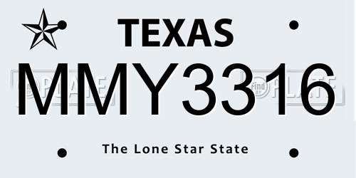 MMY3316 Texas License Plate