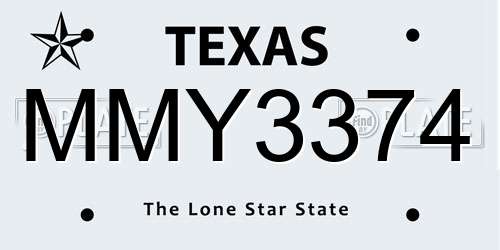 MMY3374 Texas License Plate