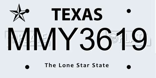 MMY3619 Texas License Plate