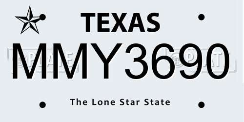 MMY3690 Texas License Plate