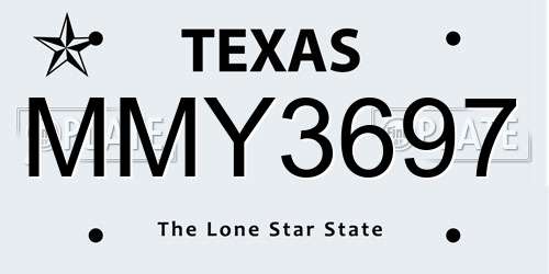 MMY3697 Texas License Plate