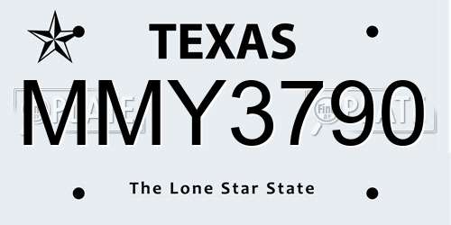 MMY3790 Texas License Plate