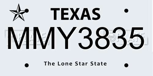 MMY3835 Texas License Plate