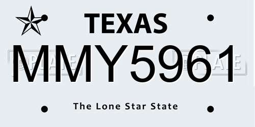 MMY5961 Texas License Plate