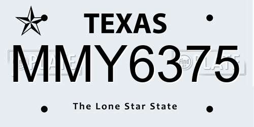 MMY6375 Texas License Plate