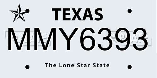 MMY6393 Texas License Plate