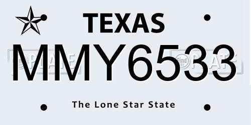 MMY6533 Texas License Plate