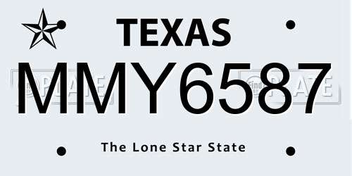 MMY6587 Texas License Plate