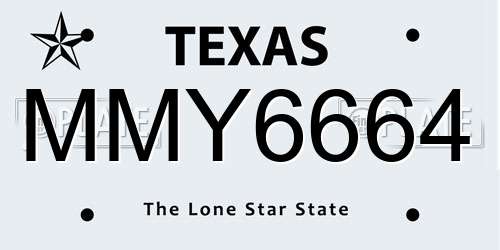 MMY6664 Texas License Plate