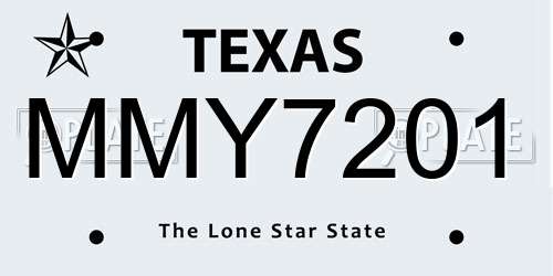 MMY7201 Texas License Plate