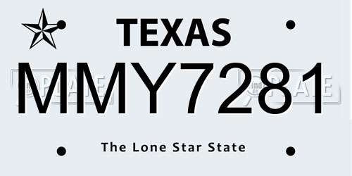 MMY7281 Texas License Plate