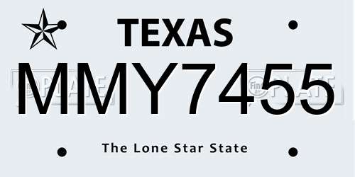 MMY7455 Texas License Plate