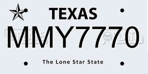 MMY7770 Texas License Plate