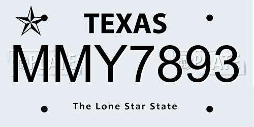 MMY7893 Texas License Plate