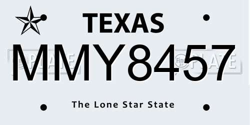 MMY8457 Texas License Plate