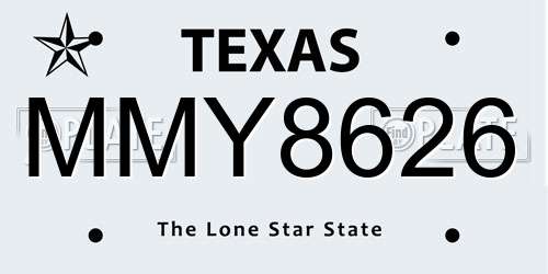 MMY8626 Texas License Plate