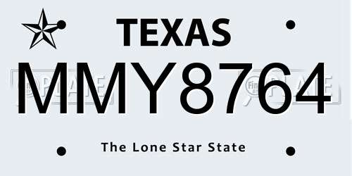 MMY8764 Texas License Plate