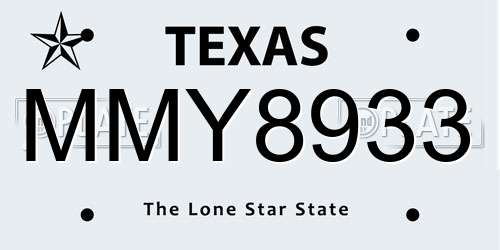 MMY8933 Texas License Plate
