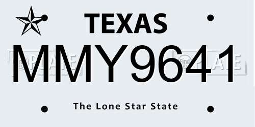 MMY9641 Texas License Plate