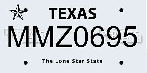 MMZ0695 Texas License Plate