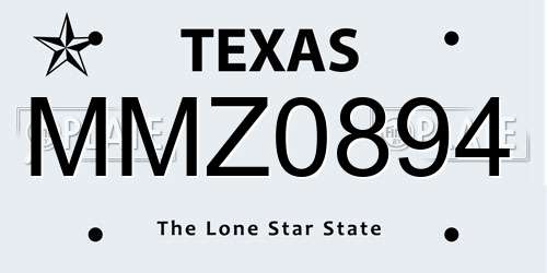 MMZ0894 Texas License Plate