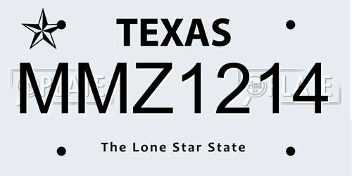 MMZ1214 Texas License Plate