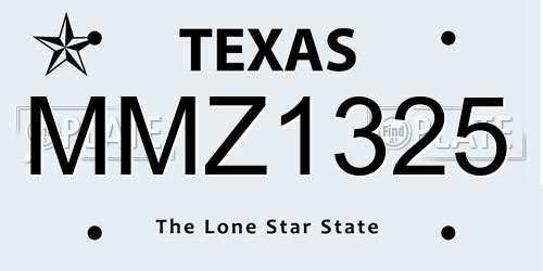 MMZ1325 Texas License Plate