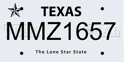 MMZ1657 Texas License Plate