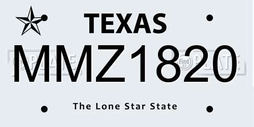MMZ1820 Texas License Plate