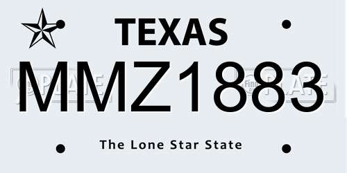 MMZ1883 Texas License Plate