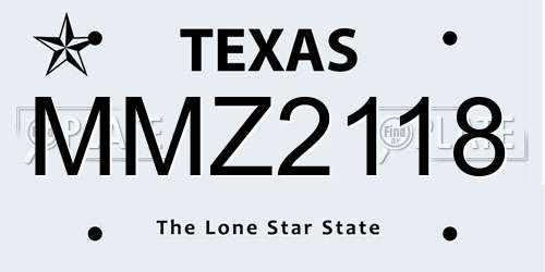 MMZ2118 Texas License Plate