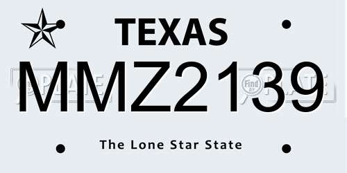 MMZ2139 Texas License Plate