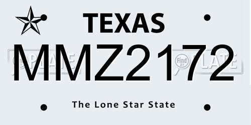 MMZ2172 Texas License Plate
