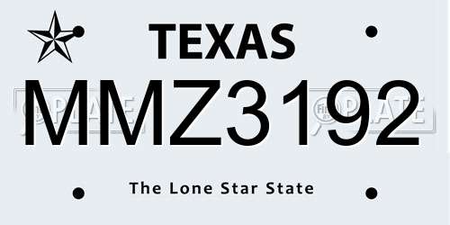 MMZ3192 Texas License Plate