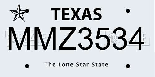 MMZ3534 Texas License Plate