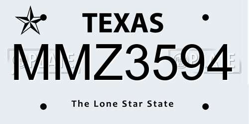 MMZ3594 Texas License Plate