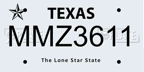 MMZ3611 Texas License Plate