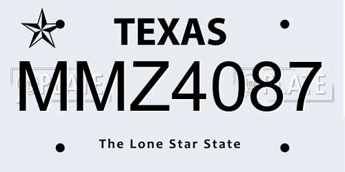 MMZ4087 Texas License Plate