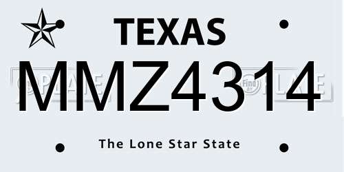 MMZ4314 Texas License Plate