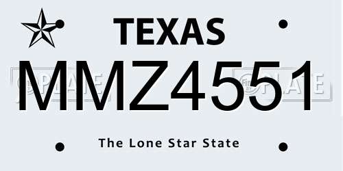 MMZ4551 Texas License Plate