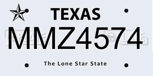MMZ4574 Texas License Plate