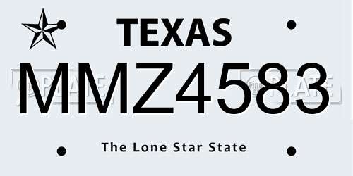 MMZ4583 Texas License Plate