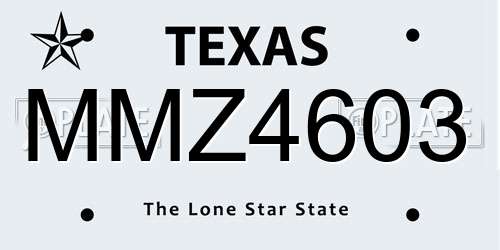 MMZ4603 Texas License Plate