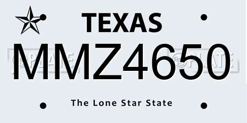 MMZ4650 Texas License Plate