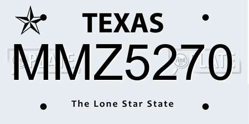 MMZ5270 Texas License Plate