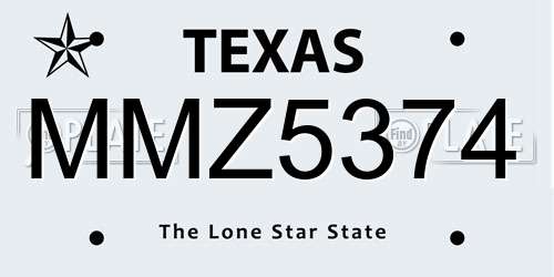 MMZ5374 Texas License Plate
