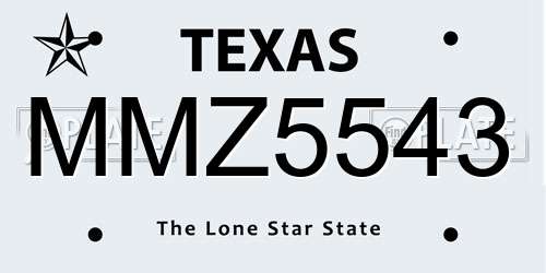 MMZ5543 Texas License Plate